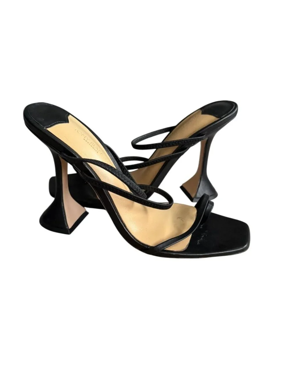 Tony Bianco Black Strappy Sculpted-Heel Sandals